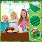 Dunzoom 4 Pack Green & Brown Pixel Gaming Tablecloths – 54 x 108 in Disposable Plastic Table Cover