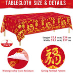 durony 170Pcs Chinese New Year Tableware Set – Red & Gold Design for 24 Guests | Plates, Cups, Napkins, Tablecloths