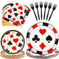 Durony 96-Piece Casino Theme Party Supplies – Plates, Napkins & Forks for Vegas-Style Events