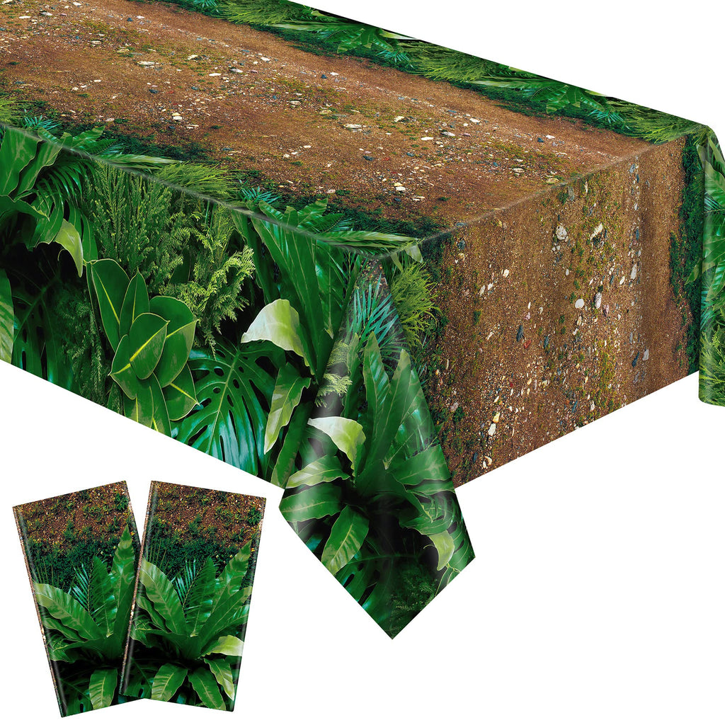durony 2 Pieces Forest Path Tablecloth – Waterproof Safari Jungle Table Cover 108x54 Inch