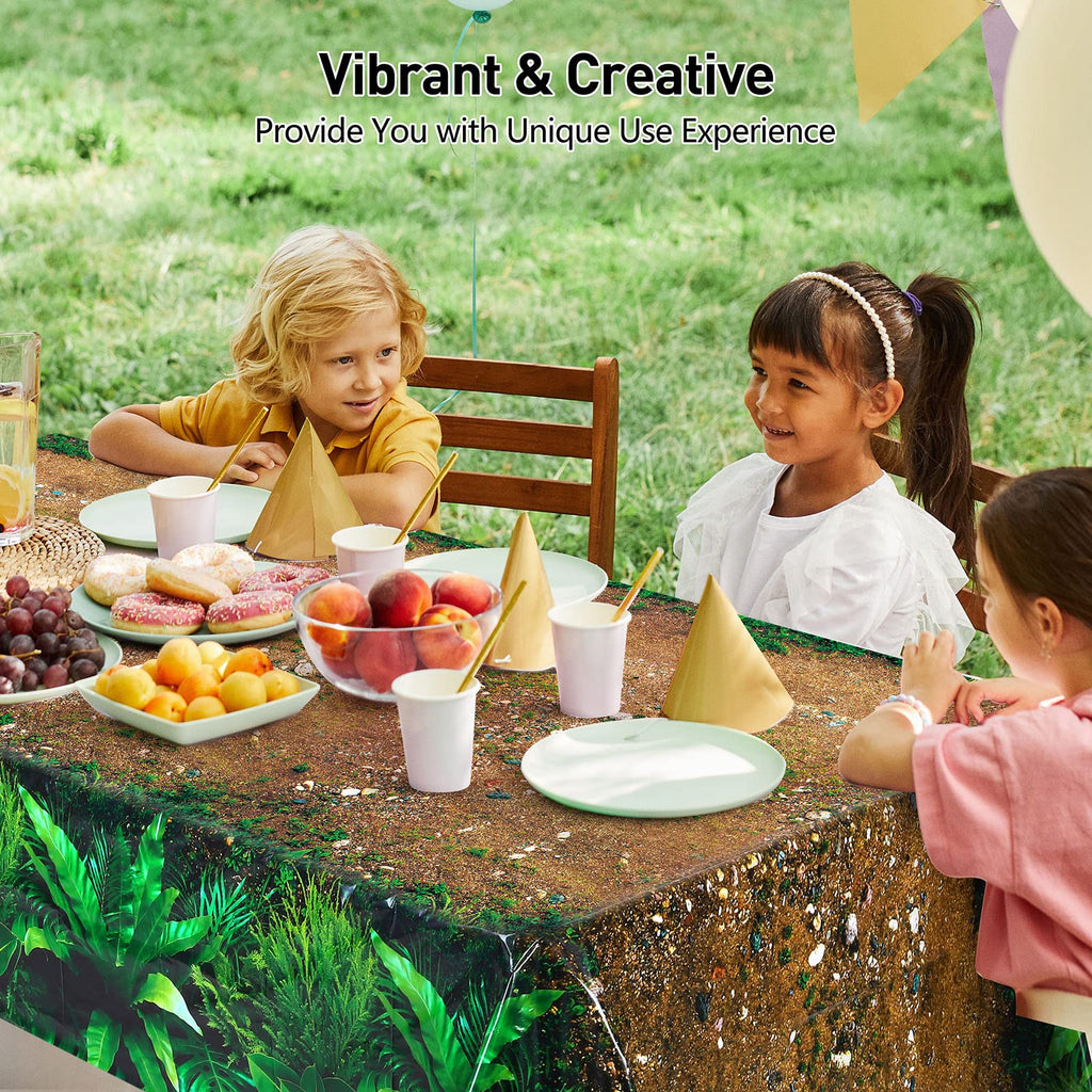 durony 2 Pieces Forest Path Tablecloth – Waterproof Safari Jungle Table Cover 108x54 Inch