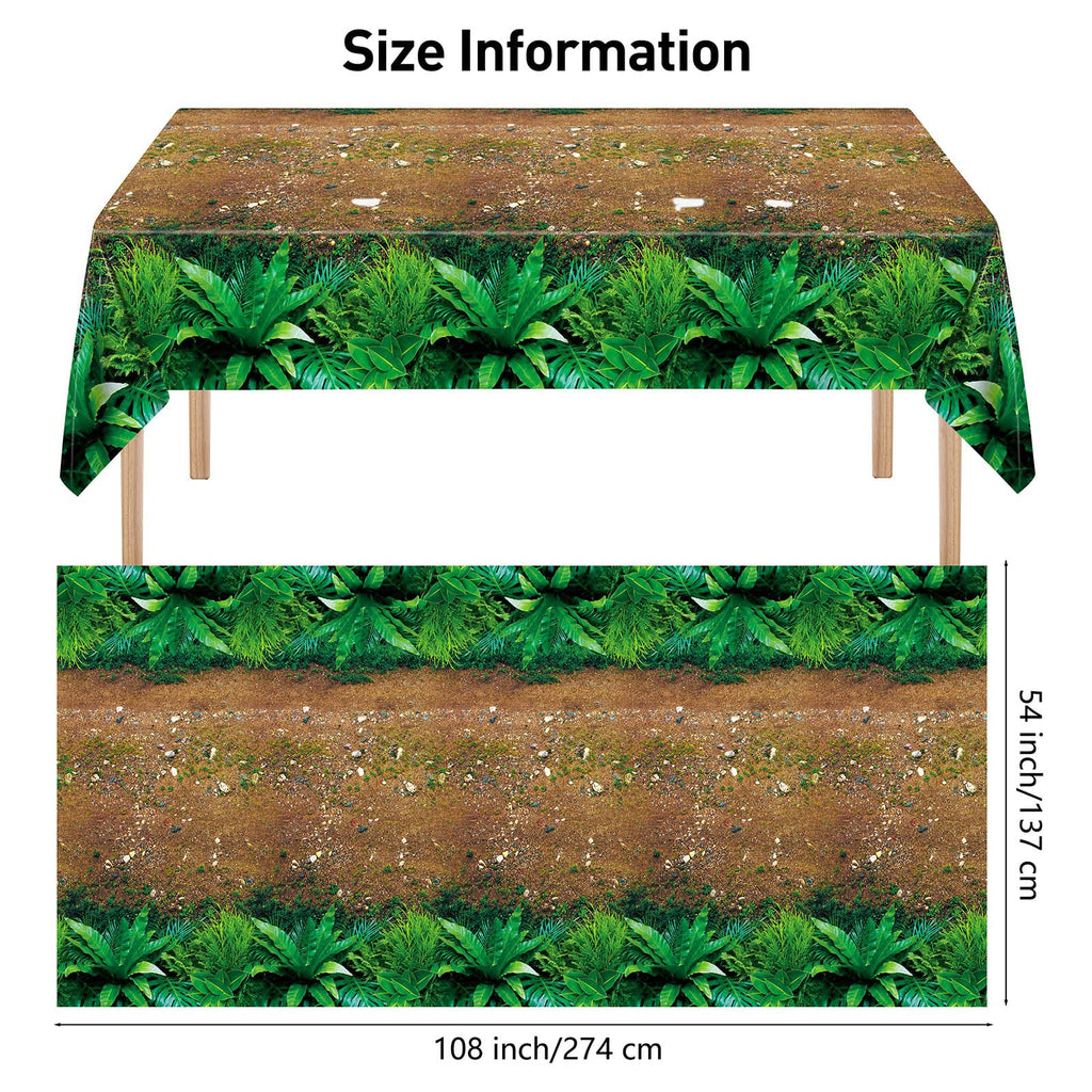 durony 2 Pieces Forest Path Tablecloth – Waterproof Safari Jungle Table Cover 108x54 Inch