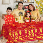 durony 170Pcs Chinese New Year Tableware Set – Red & Gold Design for 24 Guests | Plates, Cups, Napkins, Tablecloths