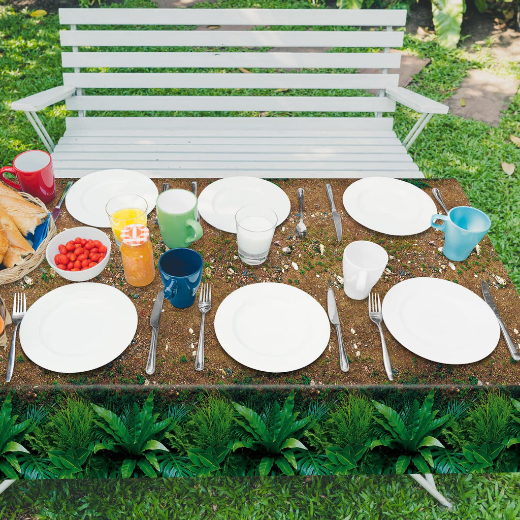 durony 2 Pieces Forest Path Tablecloth – Waterproof Safari Jungle Table Cover 108x54 Inch