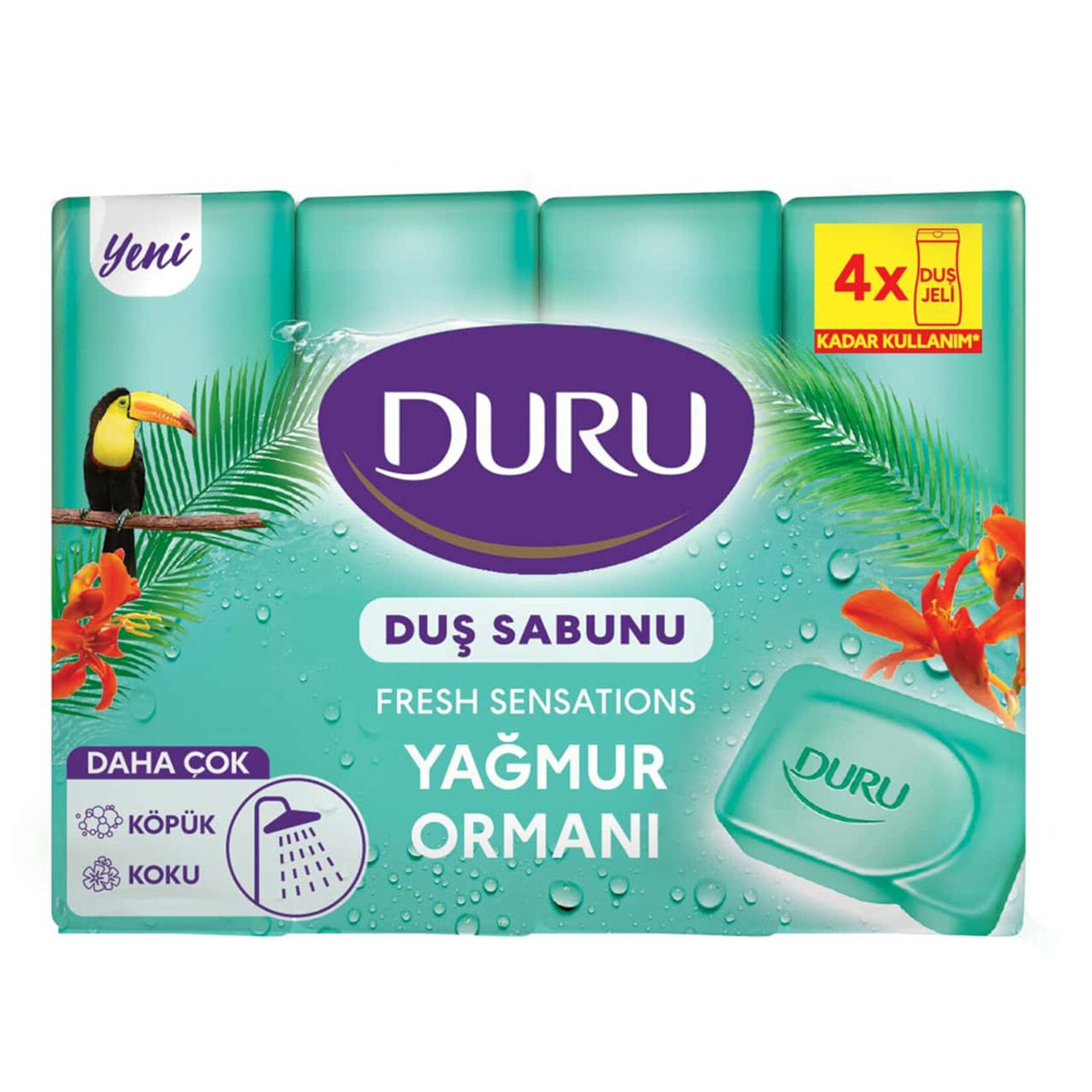 Duru Fresh Sensations Rain Forest Moisturizing Shower Soap Bars 4 Pack (4 x 150g)