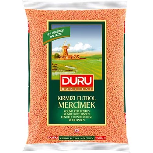Duru Whole Round Red Lentils (Kırmızı Futbol Mercimek) Premium Family Pack, 2.5kg