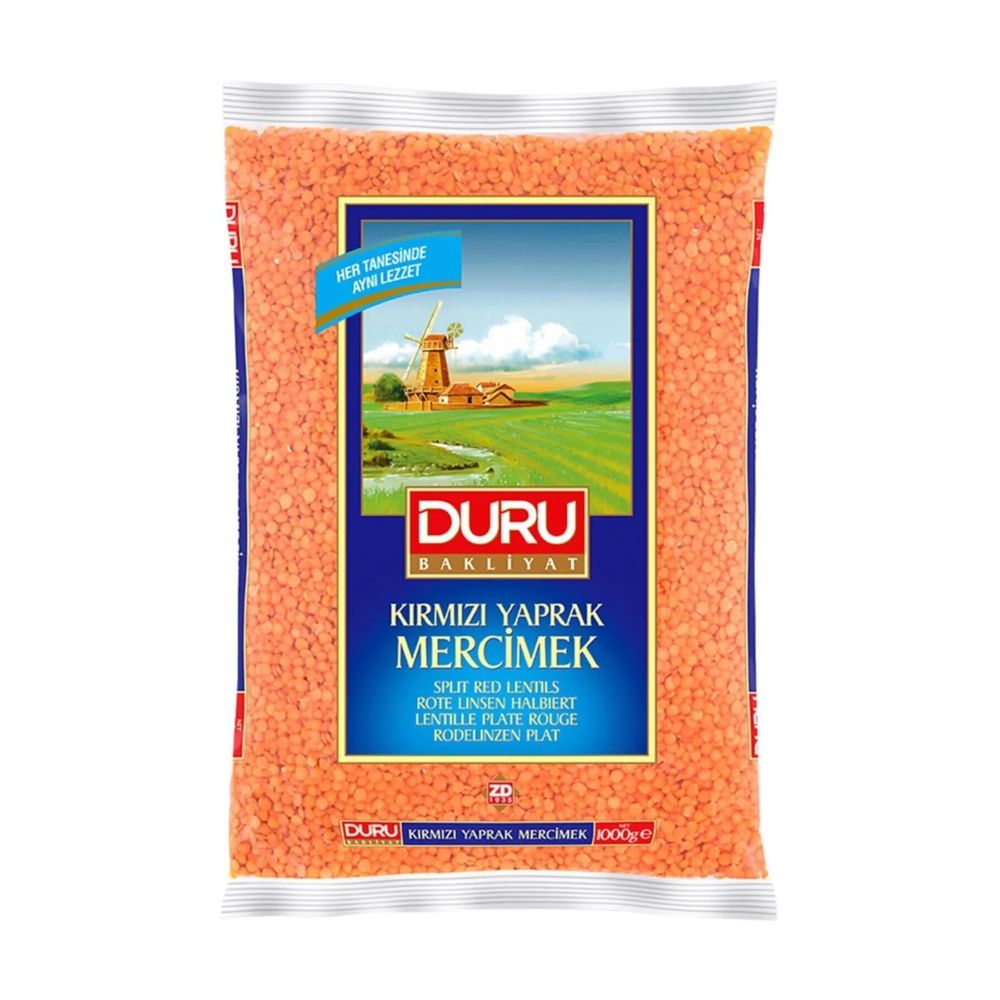 Duru Split Red Lentils (Kırmızı Yaprak Mercimek) Premium Pantry Pack, 1000g