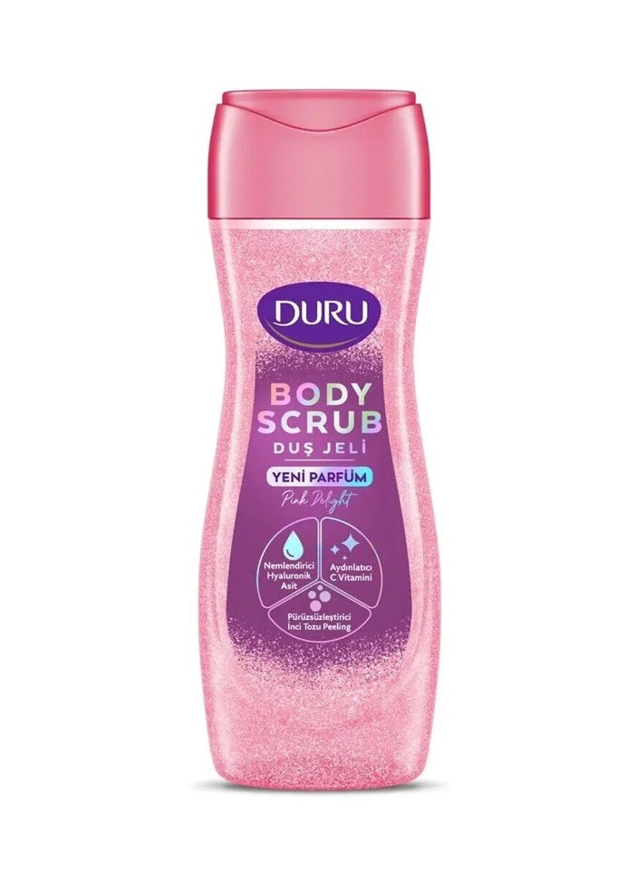Duru Pink Delight Body Scrub Shower Gel with Hyaluronic Acid & Vitamin C 450ml