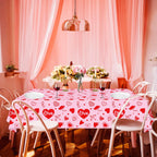 Dvaorc 4 Pack Valentines Day Tablecloth – Love Heart Table Cover 86 x 51 in