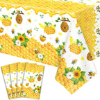 Dvaorc 4 Pack Bee Tablecloths – 51 x 86 Inch Waterproof Bee Theme Party Covers