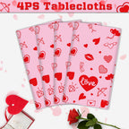 Dvaorc 4 Pack Valentines Day Tablecloth – Love Heart Table Cover 86 x 51 in