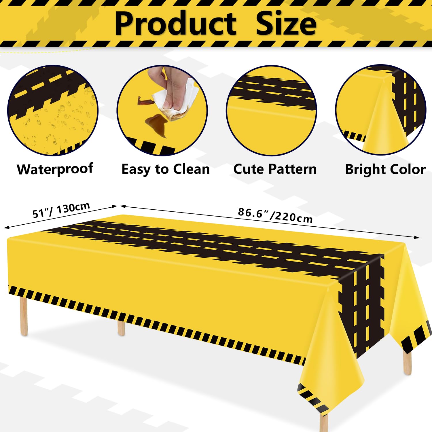 Dvaorc 4 Pack Construction Tablecloths - Rectangle 51x86 Inch Dump Truck Birthday Table Covers