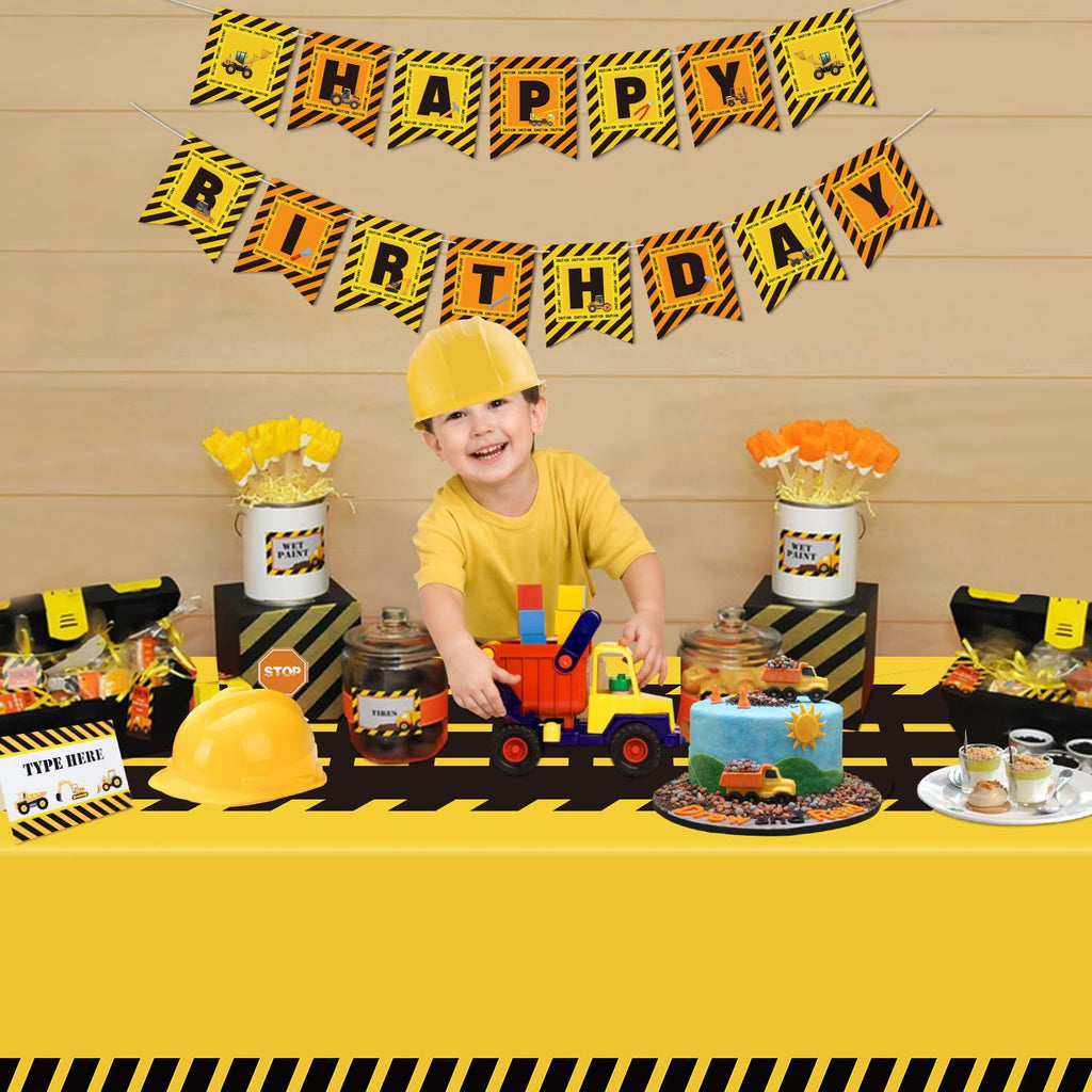 Dvaorc 4 Pack Construction Tablecloths - Rectangle 51x86 Inch Dump Truck Birthday Table Covers