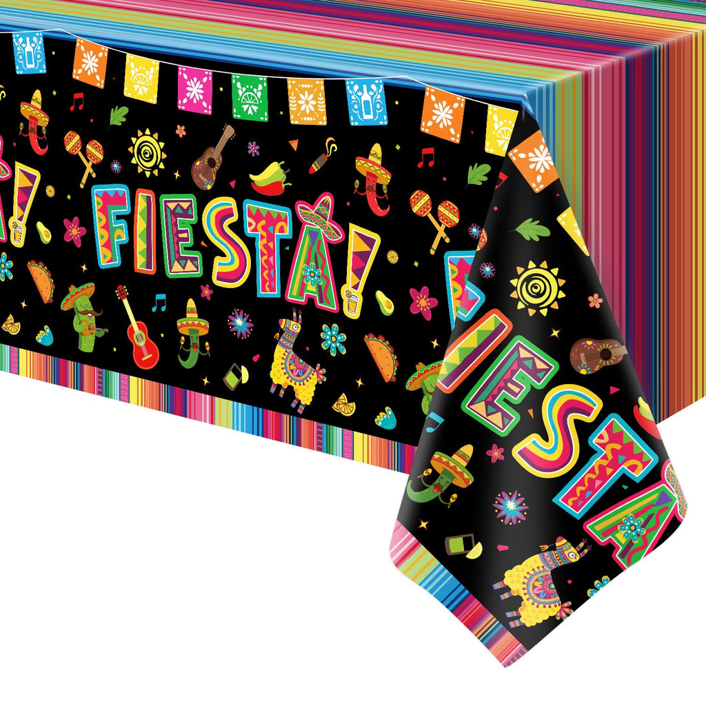 Dvaorc 4 Pack Cinco de Mayo Fiesta Tablecloths – 86 x 51 in, Oil & Water-Resistant, Easy-Clean