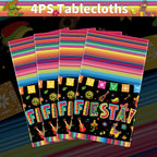 Dvaorc 4 Pack Cinco de Mayo Fiesta Tablecloths – 86 x 51 in, Oil & Water-Resistant, Easy-Clean
