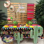 Dvaorc 4 Pack Cinco de Mayo Fiesta Tablecloths – 86 x 51 in, Oil & Water-Resistant, Easy-Clean