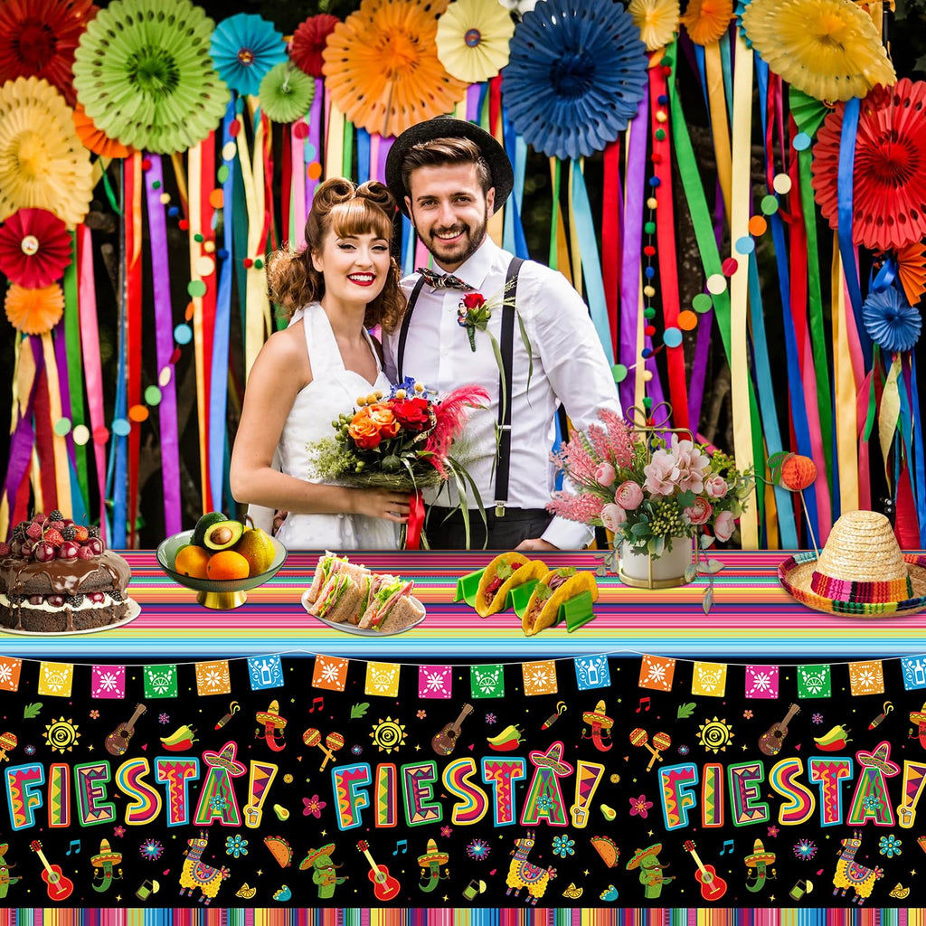 Dvaorc 4 Pack Cinco de Mayo Fiesta Tablecloths – 86 x 51 in, Oil & Water-Resistant, Easy-Clean