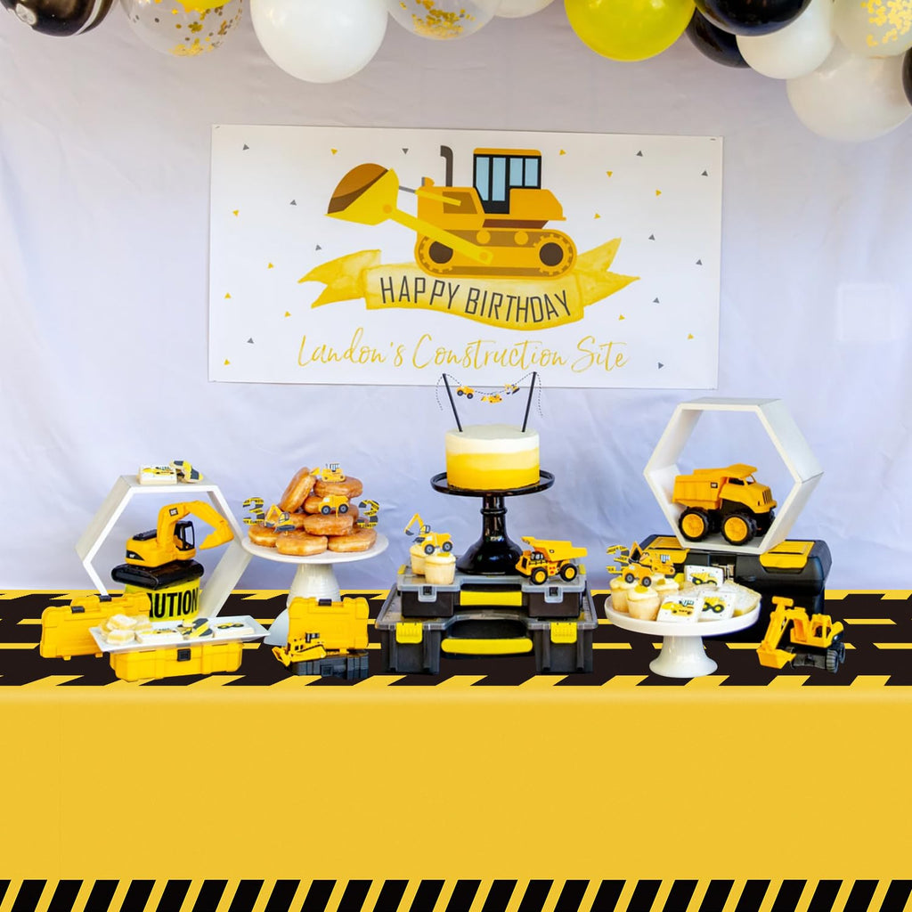 Dvaorc 4 Pack Construction Tablecloths - Rectangle 51x86 Inch Dump Truck Birthday Table Covers