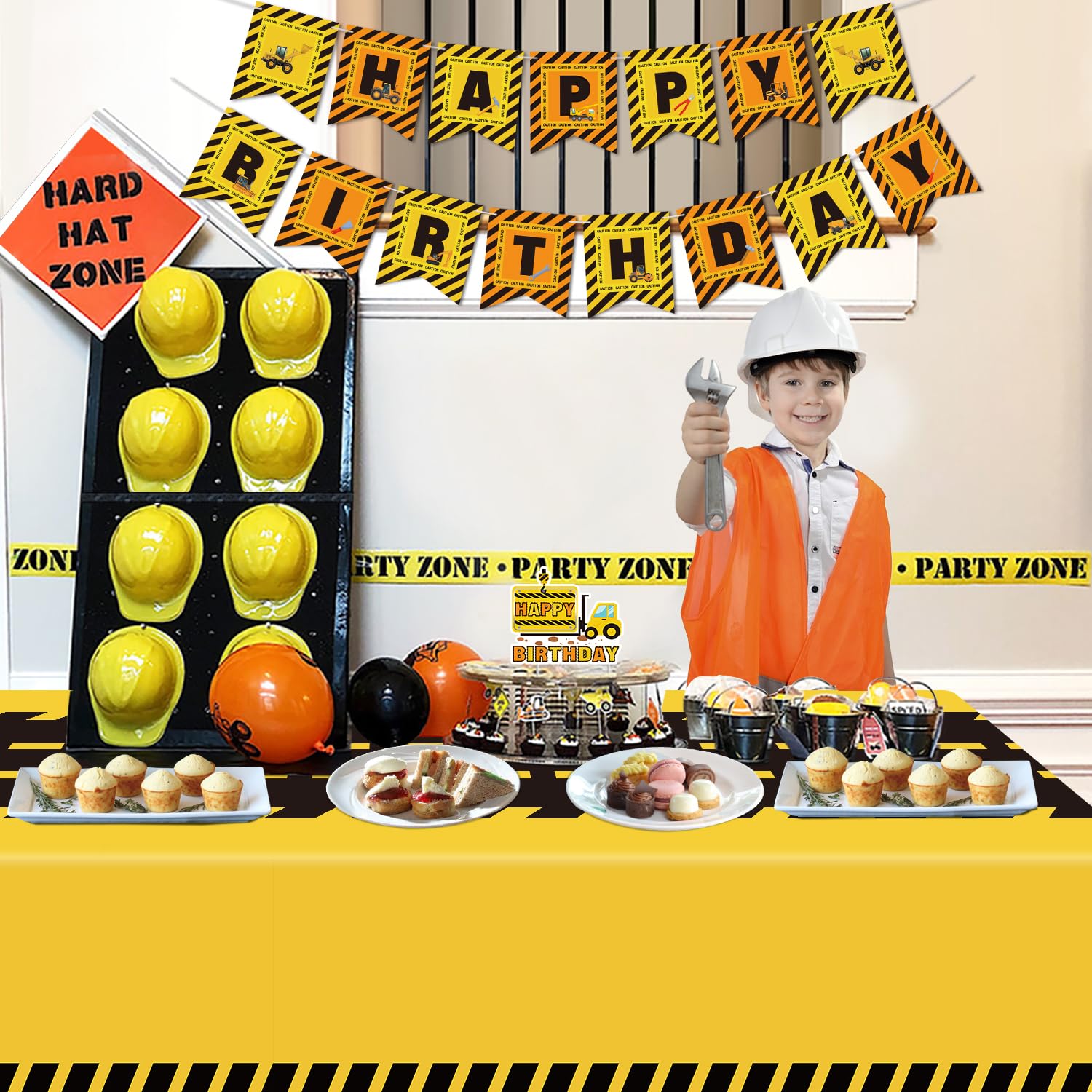 Dvaorc 4 Pack Construction Tablecloths - Rectangle 51x86 Inch Dump Truck Birthday Table Covers