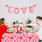 Dvaorc 4 Pack Valentines Day Tablecloth – Love Heart Table Cover 86 x 51 in