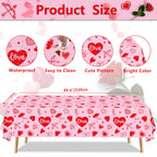 Dvaorc 4 Pack Valentines Day Tablecloth – Love Heart Table Cover 86 x 51 in
