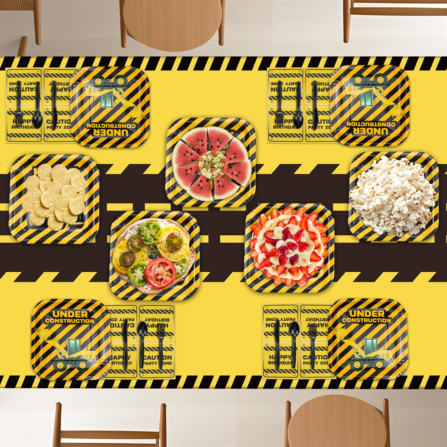 Dvaorc 4 Pack Construction Tablecloths - Rectangle 51x86 Inch Dump Truck Birthday Table Covers