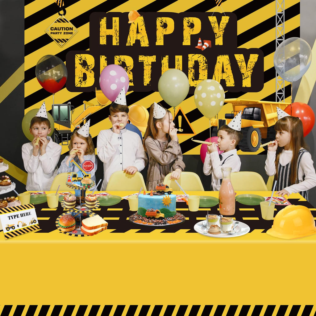 Dvaorc 4 Pack Construction Tablecloths - Rectangle 51x86 Inch Dump Truck Birthday Table Covers