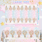 Dydamud Teddy Bear Gender Reveal Tablecloths – 3-Pack Pink & Blue, Bear Theme Party Favors