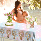 Dydamud Teddy Bear Gender Reveal Tablecloths – 3-Pack Pink & Blue, Bear Theme Party Favors