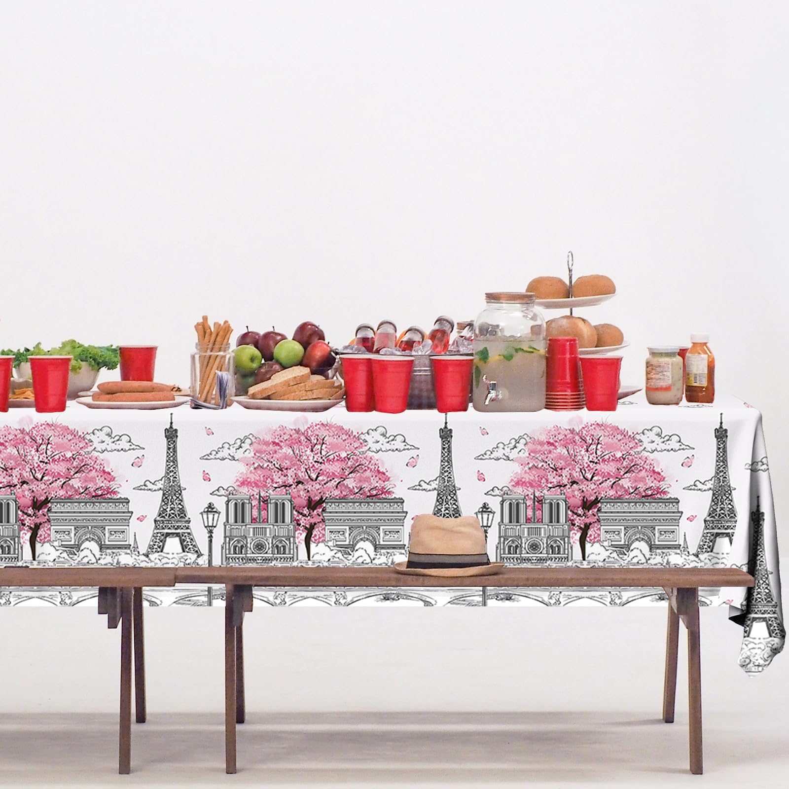 Dydamud Paris Party Decorations - 3Pcs Paris Themed Plastic Tablecloths (70.8 x 42.5 in)