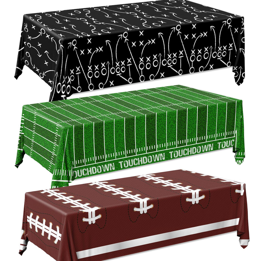 Dydamud Football Party Decorations – 3-Pack Disposable Tablecloths 108 x 54 in