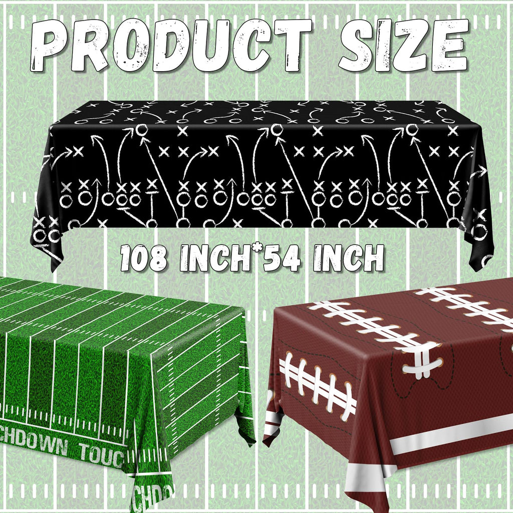 Dydamud Football Party Decorations – 3-Pack Disposable Tablecloths 108 x 54 in