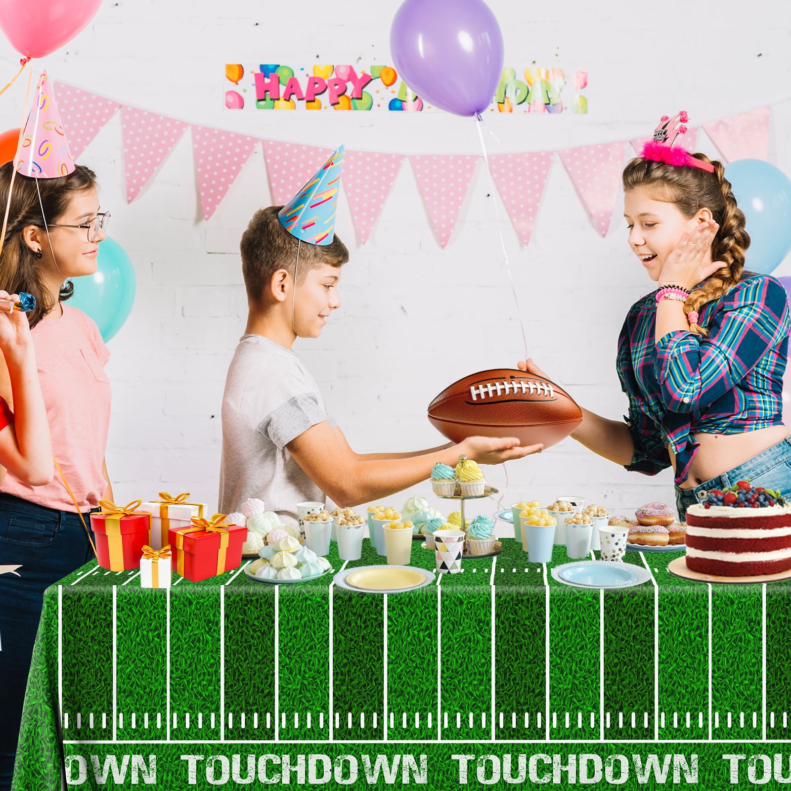 Dydamud Football Party Decorations – 3-Pack Disposable Tablecloths 108 x 54 in
