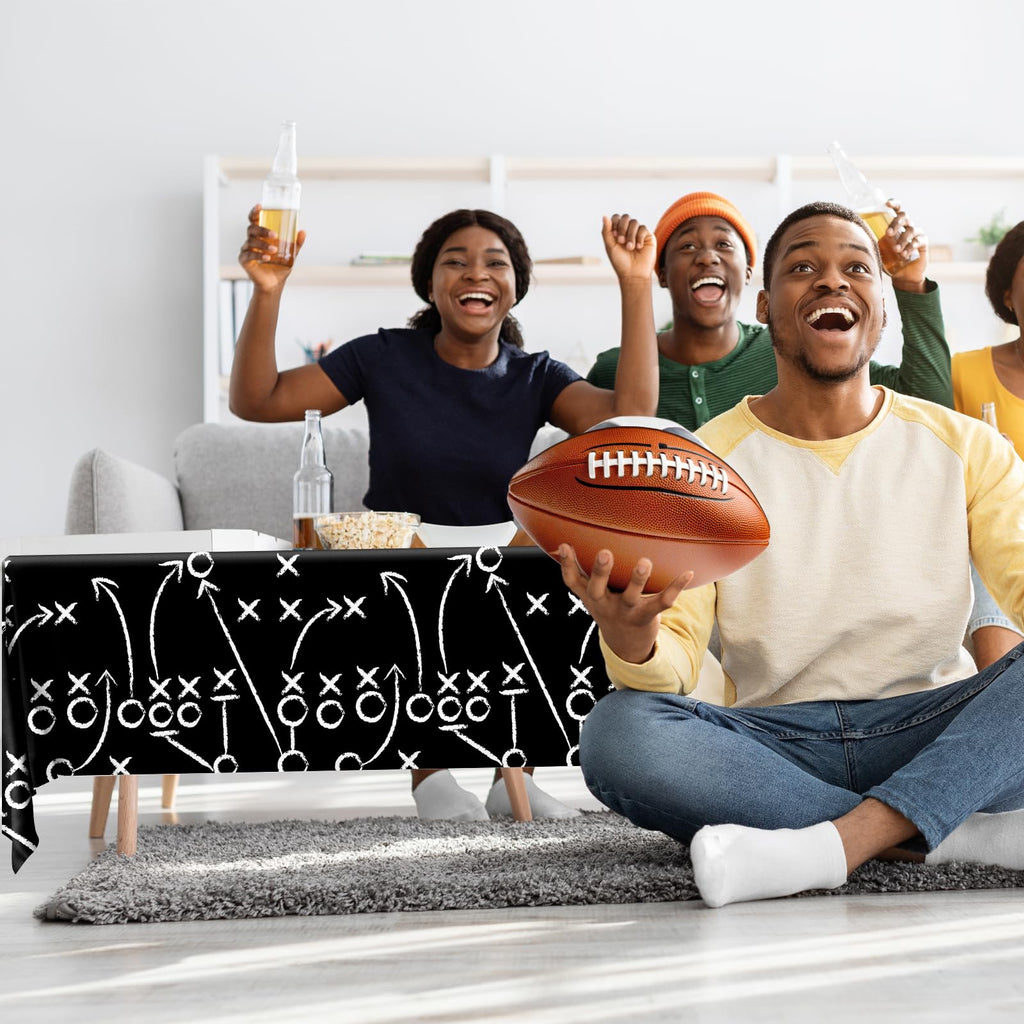 Dydamud Football Party Decorations – 3-Pack Disposable Tablecloths 108 x 54 in