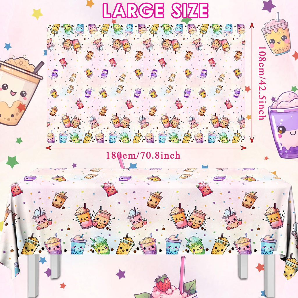 Dydamud Boba Tea Party Decorations - 3pc Waterproof Tablecloths
