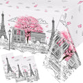 Dydamud Paris Party Decorations - 3Pcs Paris Themed Plastic Tablecloths (70.8 x 42.5 in)