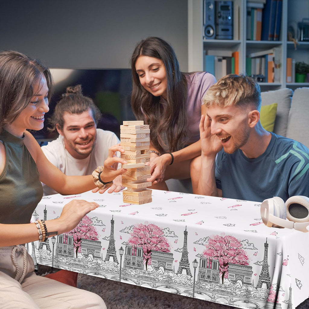 Dydamud Paris Party Decorations - 3Pcs Paris Themed Plastic Tablecloths (70.8 x 42.5 in)