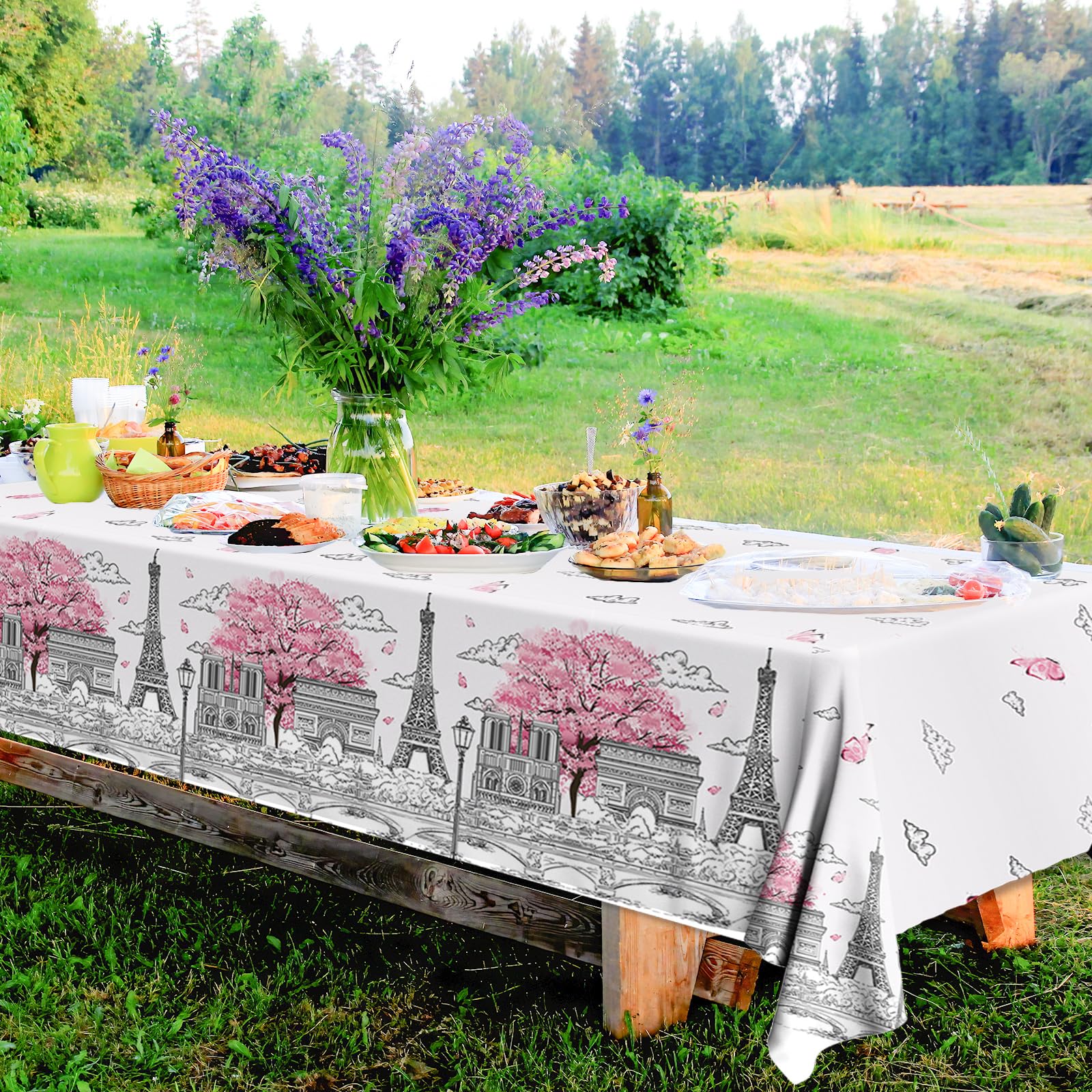 Dydamud Paris Party Decorations - 3Pcs Paris Themed Plastic Tablecloths (70.8 x 42.5 in)