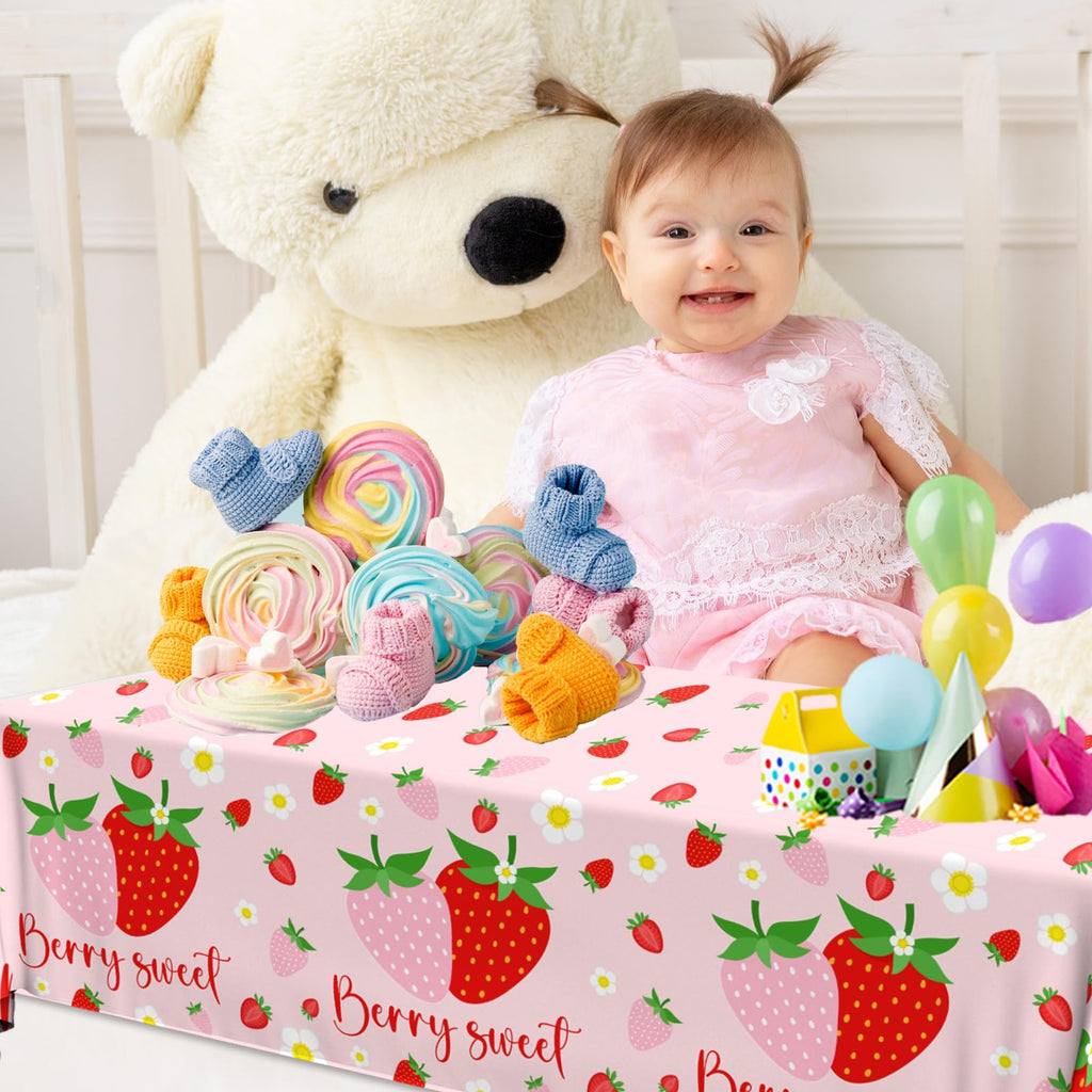 Dydamud Strawberry Tablecloths - 3-Pack Waterproof Berry Sweet Party Decor