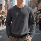 Loose And Simple Sports Jacquard Round Neck Long Sleeve Sweater
