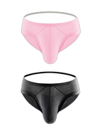 2 Pack Men's Low Rise Back Hollow 3D U-convex Large Pouch T-Back Briefs