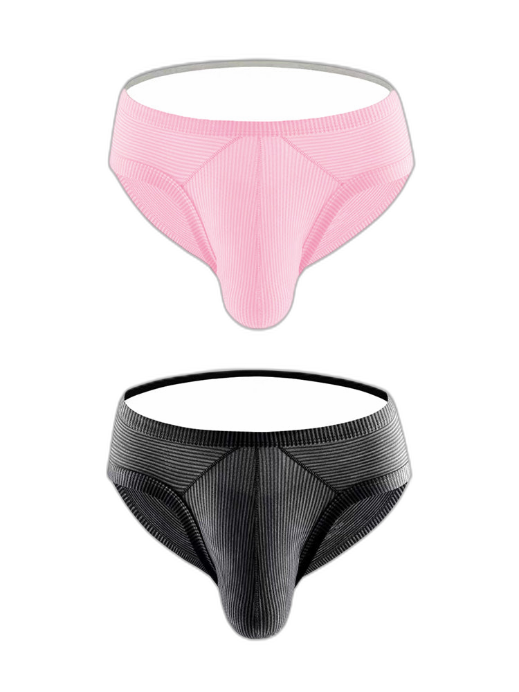 2 Pack Men's Low Rise Back Hollow 3D U-convex Large Pouch T-Back Briefs