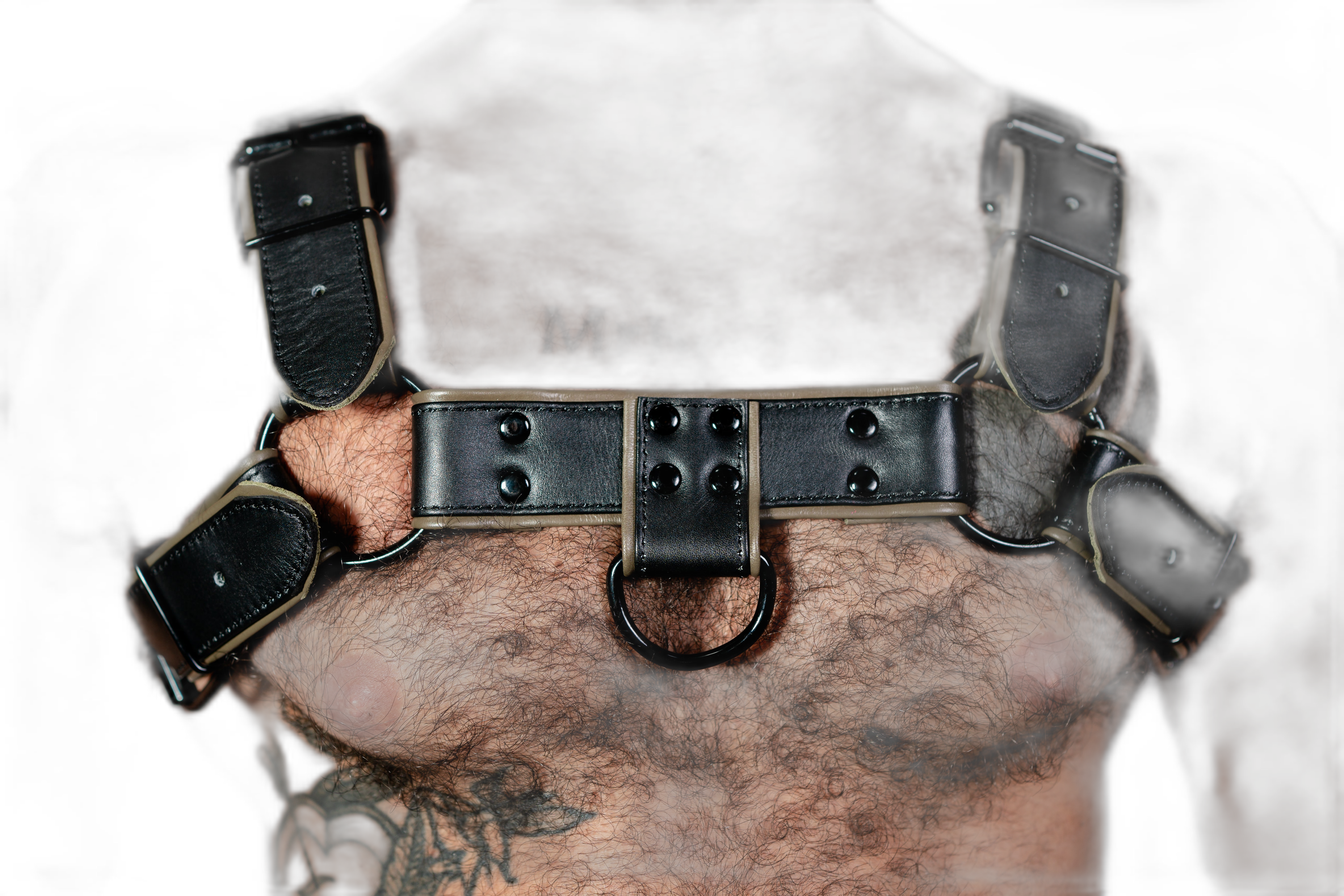 ruff GEAR Double Tone Leather Bulldog Harness Army Black