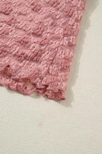 Pink Floral Lace Bell Sleeve Square Neck Blouse Women UK