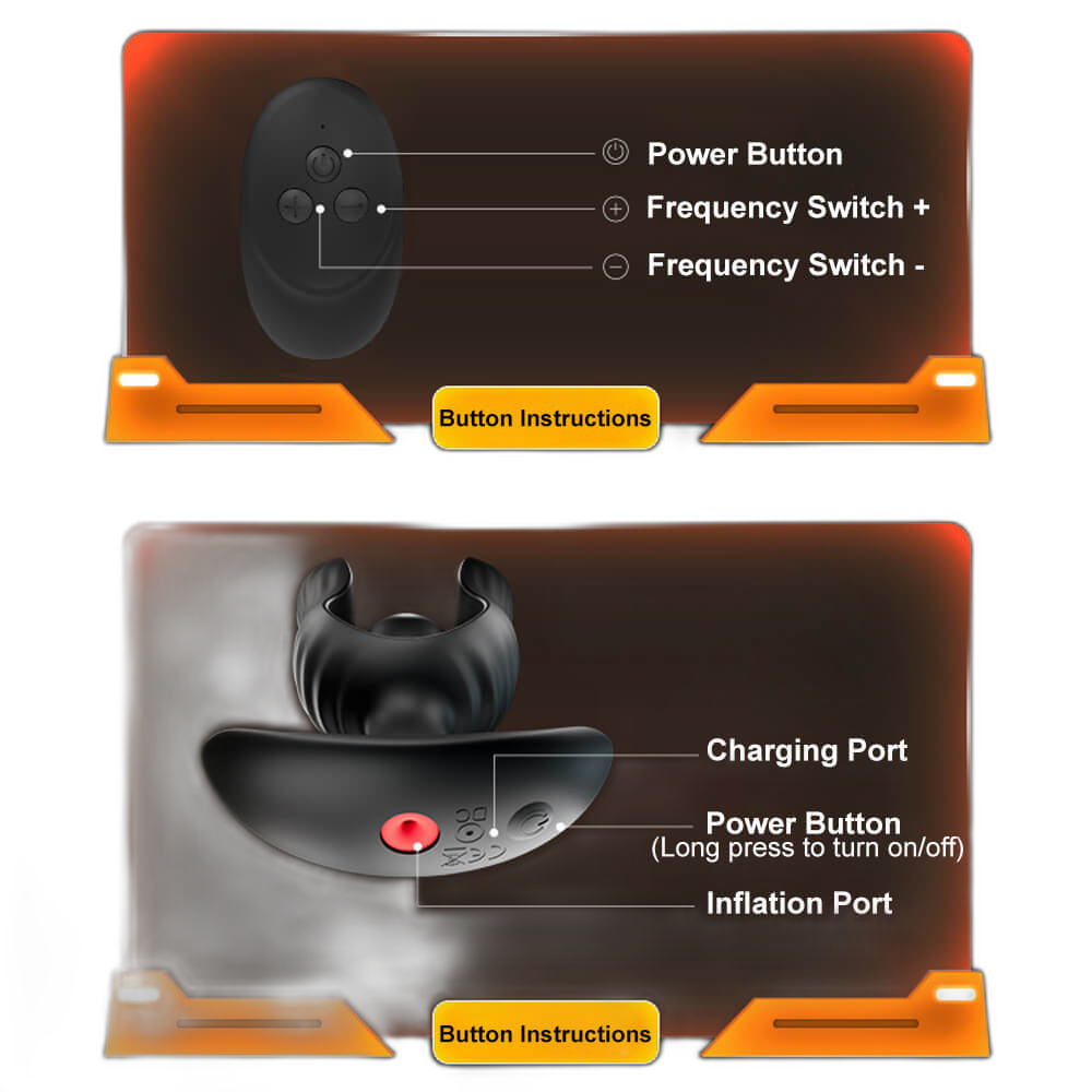 Petal - Inflatable Vibrating Butt Plug - Black Anal Dilator