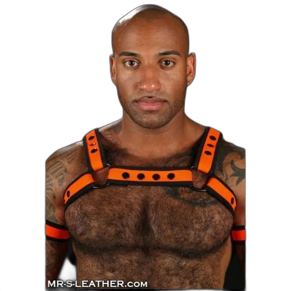 Mr S Leather Neoprene Bulldog Harness | Orange