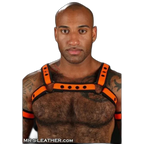Mr S Leather Neoprene Bulldog Harness | Orange