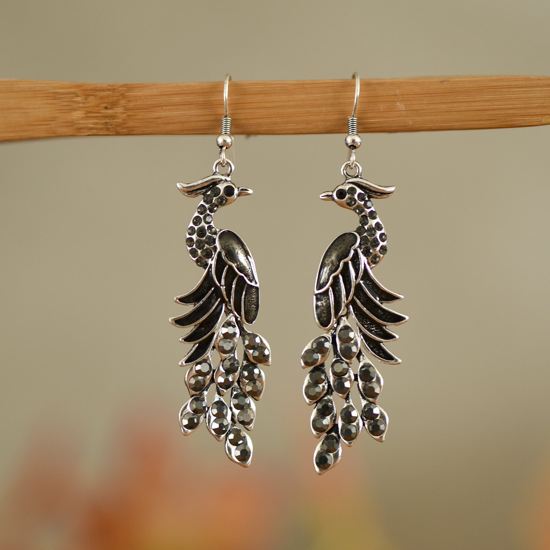 Peacock Boho Drop Earrings | Alloy Bird Ethnic Style Jewellery