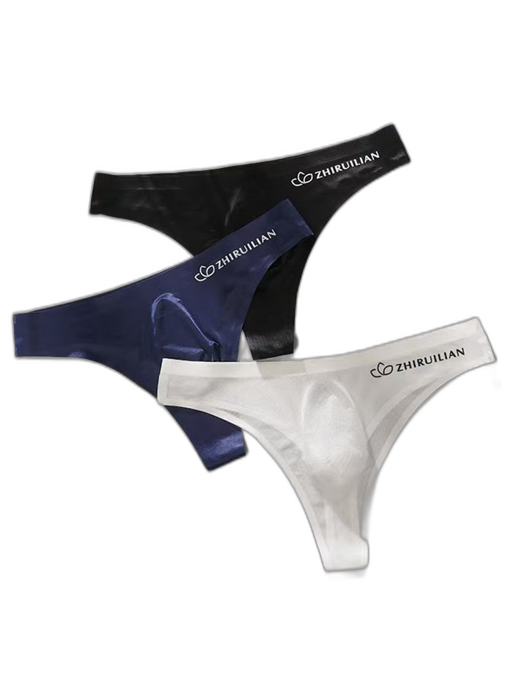 4-pack Men's Sexy Solid Color Letter Seamless Thong