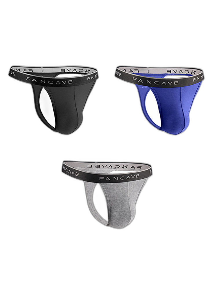 3 Pack Men's Modal U-Pouch Mid-Rise Thongs
